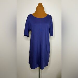 Eileen Fisher Royal Blue Organic Cotton Short Sleeve Tee Shirt Dress Size Medium